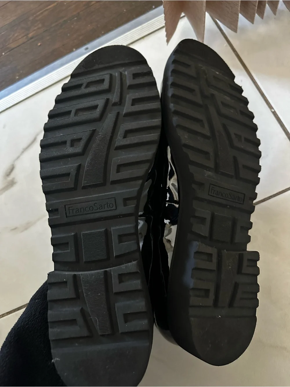 Franco Sarto Black Patent Lug Sole Loafer